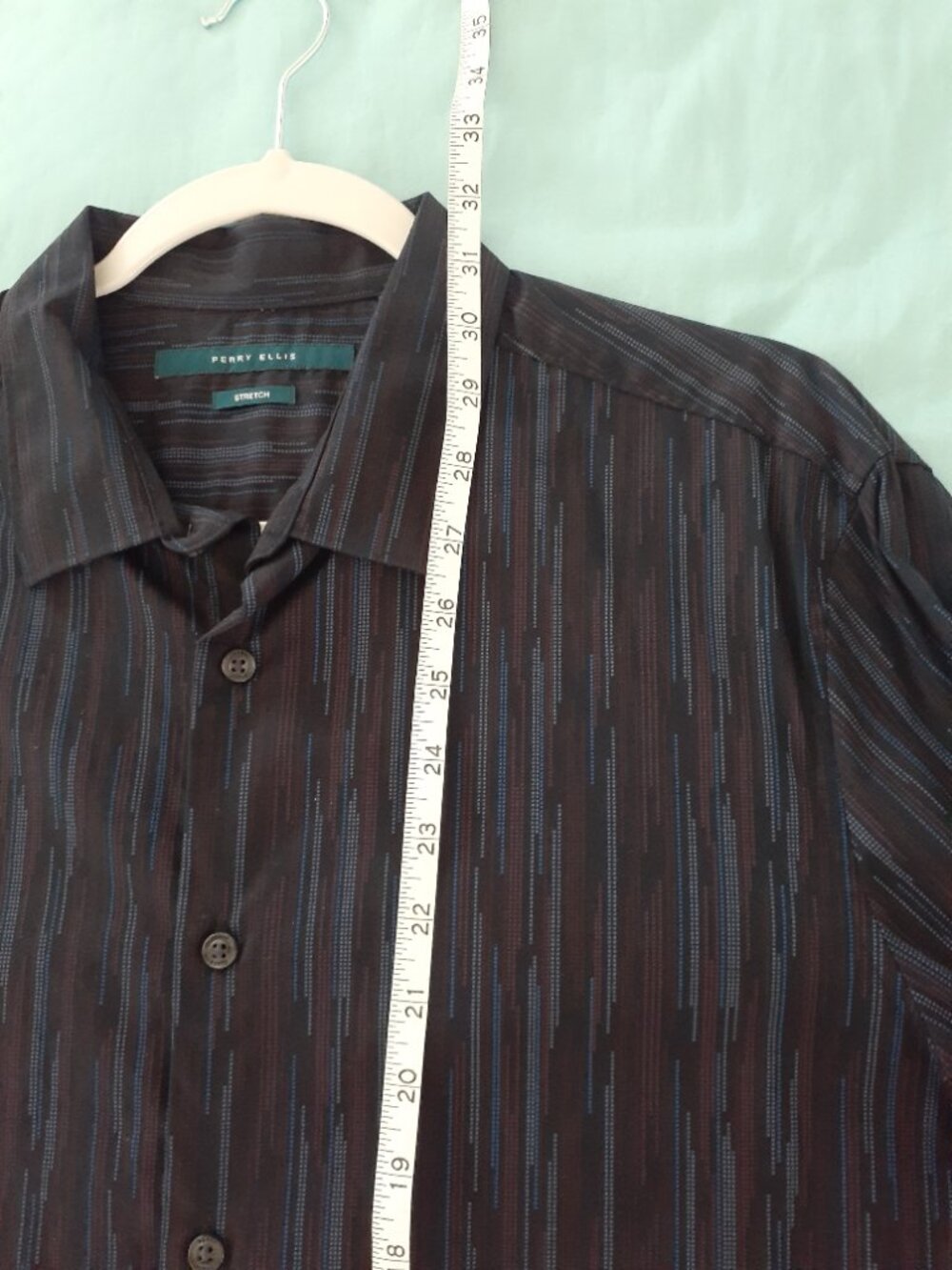 Perry Ellis Men's New Button down long sleeve black shirt size large cotton